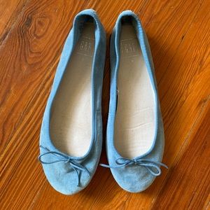 Blue Suede Ballet Flats